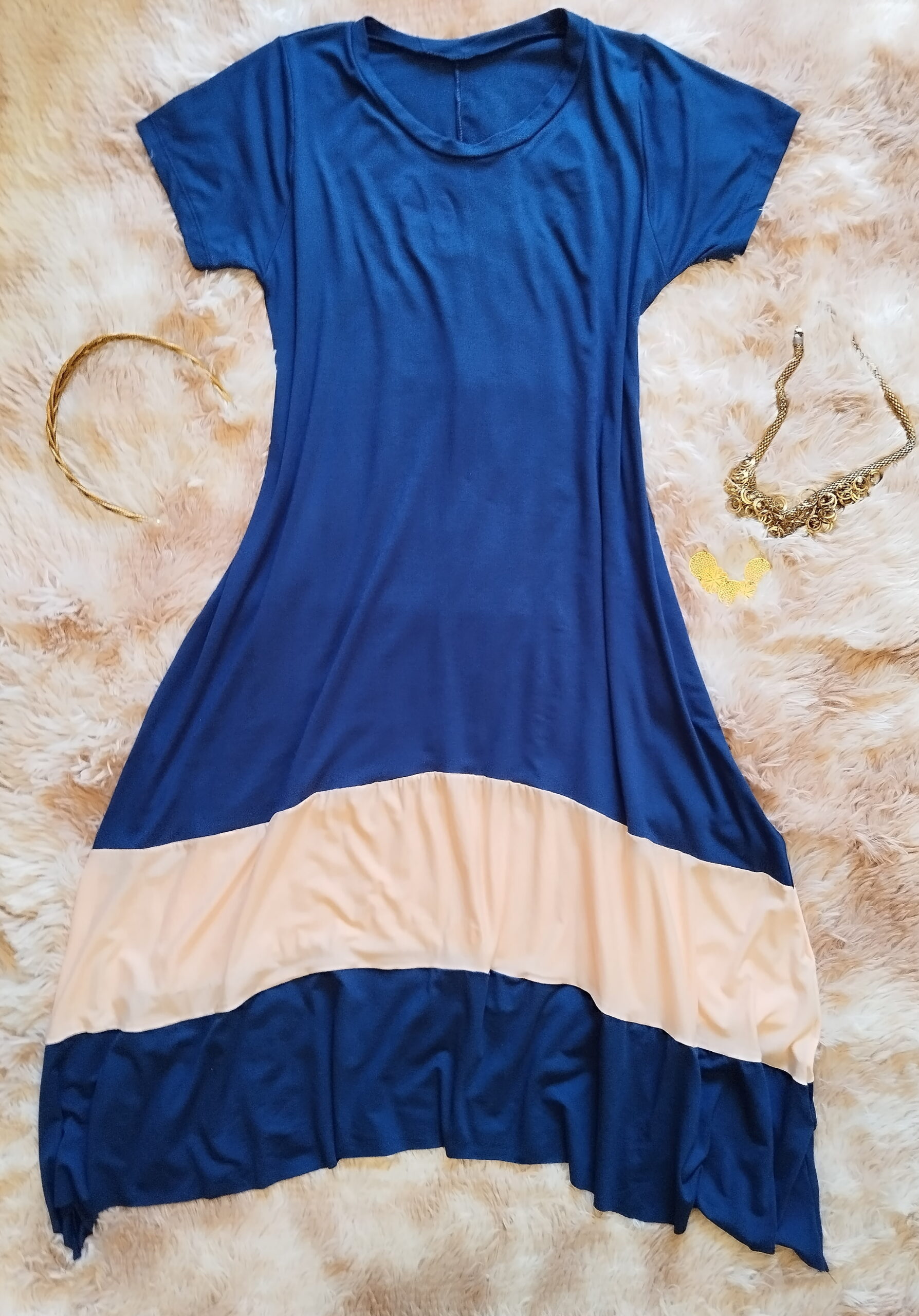 102-2 Midi bicolor Carrara - Azul marinho_rosê