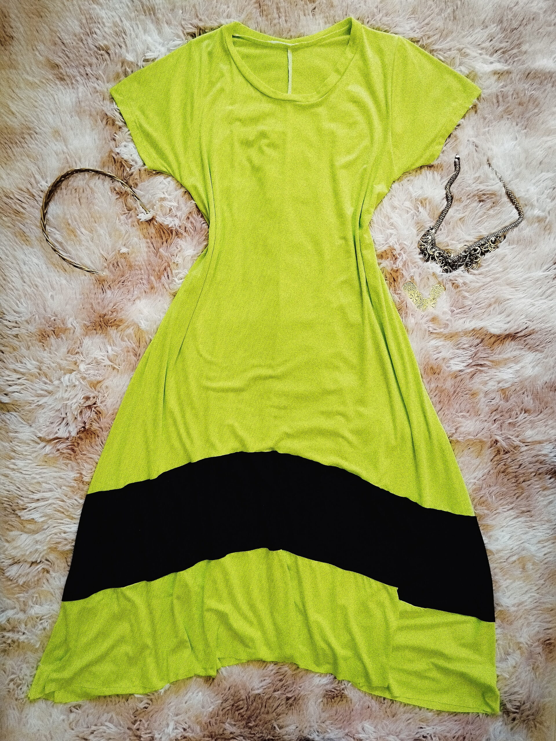 102 - Midi bicolor Carrara - Verde limão_preto