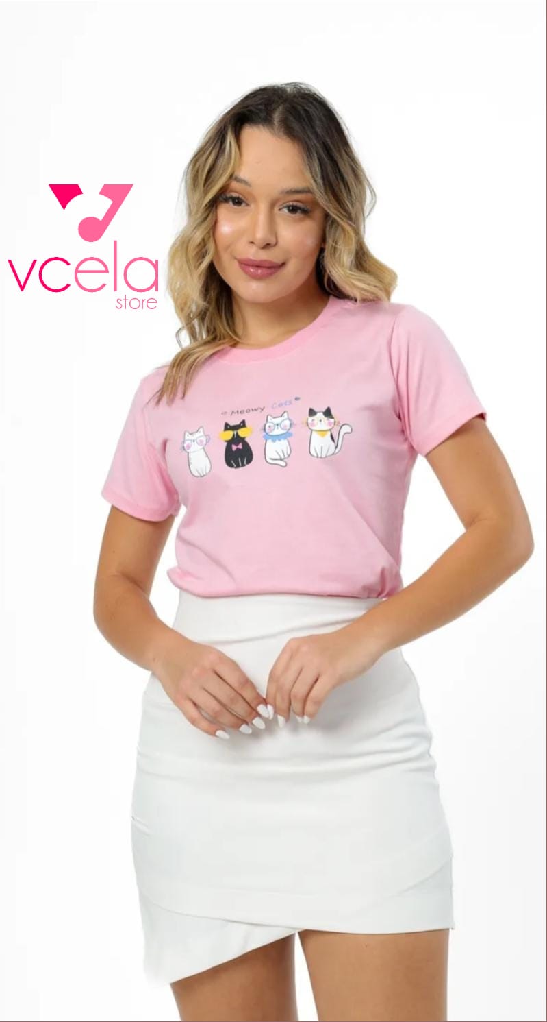 101-34 Quatro gatinhos meowy rosa bebê